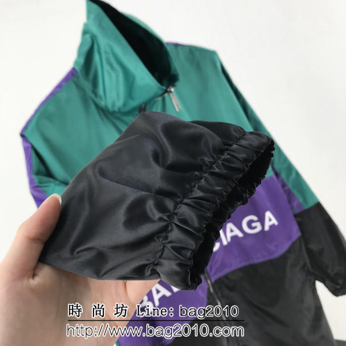 BALENCIAGA巴黎世家 18秋冬綠紫黑 拼接防風 風衣夾克 情侶款 ydi1943